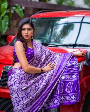 Satya sri Instagram - “Saree: my forever favorite attire.” 😇

Thq for giving me this beautiful saree @mokshith_trends Shalini garu 💜

PC: @ravi_cross_clickx 
Hairstyle: @purna_stylesh_143 

#satyasri #jabardasth_satyasri #actresssatyasri #saree #sareelove #tollywood #teluguqueen #instagood #bepositive #behappy #satyasrifanforever #satyasristories