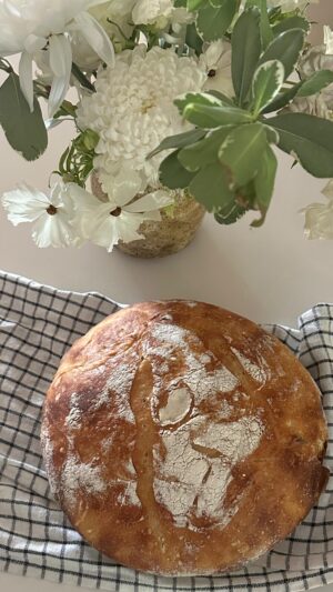 Savannah Jayde Instagram - a slow night to morning routine, making something with my hands for my family is one of my favorite things to do. can’t rush it, can’t force it - just one step at a time. 

this little starter has made us bread since 2020 (and is over 10 years old - started in Denver by some of our best friends)🥖🧺