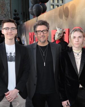 Scott Derrickson Instagram - On The Black Phone red carpet at the Chinese Theater  with my wife @maggielevin and my boys @dash.derrickson.mp3 (who is in the movie) and @atticus_hki
