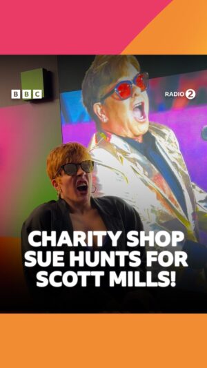 Scott Mills Instagram - Charity Shop Sue goes on the search for Scott Mills! 🔍 🧐

Listen to Sue with Scott on BBC Sounds 🎧🧡
