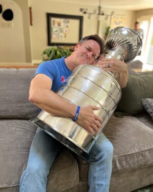 Scott Porter Instagram - We were so incredibly honored to spend some time with the greatest trophy in sports last week. Still can’t believe THE ONE AND ONLY #StanleyCup was in our house!!! 

Expect more pictures of #MyDayWithTheCup…cause trust me, I took a ton…but it’s time to watch the @nyrangers close out the regular season now!!! 

Thank you @nhl for letting the @stanleycup stop by…definitely a day this family will never forget!