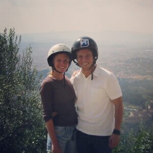 Scott Wolf Instagram - Happy 17th Anniversary to my waaaaaaaaay better half, @kelleywolf 💛

❤️❤️❤️❤️❤️❤️❤️❤️❤️❤️❤️❤️❤️❤️❤️❤️❤️

💛
Thanks to you, I will always be the luckiest guy I know. 
💛
I. Love. You. Now. More. Than. Ever. 
💛
Also, people rarely ask me what the secret to a long lasting marriage is, but if they did, I would say, one thing, is definitely…safety. 
💛
As you can see in the second photo, we wore helmets everywhere we went for the first few years. 😬

I’m gonna throw down 17 hashtags in honor of the occasion!

#hashtags #happy #anniversary #17 #lucky #grateful #howmanyisthat #11more??? #nevermind #iloveher #byebye
