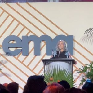 Scottie Thompson Instagram - Thank you @green4ema for continuing to inspire sustainability in Hollywood, both on screen and behind the scenes. It is an honor to be a board member of the Environmental Media Association and witness the many ways in which you support creators in spreading awareness about our planet and her needs through the avenue of entertainment. 

Congrats to all the winners and content creators. To #lauradern for her award and continued commitment to the environment and to the ever-inspiring @janefonda for always supporting sustainability. 

Thank you @leannerichele for being the best date ever (and best producer). 

And @maxmagpie I could think of no better, more green way to walk the green carpet than in a piece from your epic stunning vintage collection. 
•
•
•
👗 @maxmagpie @stepintonarnia 💖
MU @bowmanmakeup 🥰
Hair @fokova.hairstylist.la 🪄
Earrings @pola_unique 💫
Shoes @chiemihara