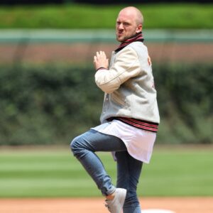 Sean Evans Instagram - That was fun thanks for having me @cubs (airmailed my pitch might’ve hit a staffer I don’t know blacked out)