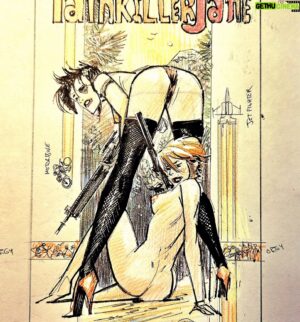 Sean Gordon Murphy Instagram - Painkiller Jane cover process for @jimmypalmiotti and @amandaconnerart . I rarely get to do NSFW stuff, so this is fun. :)