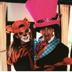 Sean Hayes Instagram - To commemorate our final 4 weeks of “Good Night, Oscar”, I thought it would be appropriate to share a photo of an early gig.  That’s one of my bestie’s, Reyna as the Cheshire Cat and me as The Mad Hatter.  Sadly, we’re both perfectly cast.  Clearly, I was trying to make my tongue as large as my hat. @goodnightoscar