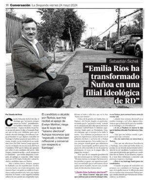 Sebastián Sichel Instagram - Comparto entrevista de hoy en La Segunda, estuvo muy interesante la conversación. 

Los invito a leerla,
Abrazos!