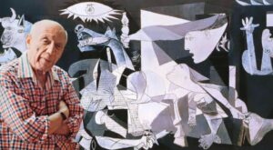 Sebastián Ugarte Instagram - El 12 de julio de 1937, en el Pabellón de la República Española durante la Exposición Internacional de París, se presentó por primera vez al público la obra "Guernica" de Pablo Picasso. Este monumental mural creado como respuesta al bombardeo de la ciudad de Guernica es conocida por su poderoso simbolismo y su desgarradora representación de las atrocidades de la guerra.