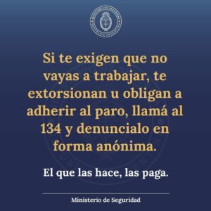Segundo Cernadas Instagram - Si te obligan a parar, denunciá al 134. 
@patobullrich