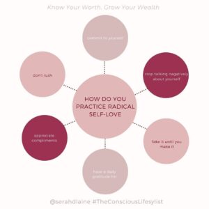 Serah D'Laine Instagram - What is Radical self-love?
It’s when you feel that you are worthy and enough.
It means you’re on your highest self. 

So, how do we achieve it?

✨ Commit to yourself.
Have some go-to affirmations and recite it each morning. I am good enough. I am worthy. I am strong.

✨ Stop talking negatively about yourself.
Stop the self-pity. Whenever you feel the urge to speak negatively about yourself, take a deep breath and say your affirmation.

✨ Fake it until you make it.
Sometimes if you keep saying that you’re practicing self-love with little steps and do it. At first you may not feel the affirmations that you’re doing. But slowly, in time, you will.

✨ Have a daily gratitude list.
List the things you are very thankful for today. Appreciate all the good things in life.

✨ Appreciate compliments.
When someone says good things to you, embrace it. Be grateful. Appreciate yourself. You deserve it.

✨ Don’t rush.
Things take time. And you can’t force yourself to love right away. Do one step at a time and you’ll get there.

👀 📲Watch My Weekly Livestreams
Conscious Love   Relationships   Spiritual Awareness - Tune in on Tuesdays 7pm PST

📌 Save this for reminder later or tag someone who needs this as well!

•
•
•
•
•