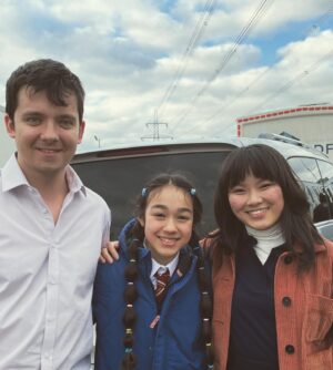 Serrana Su-Ling Bliss Instagram - So much fun on set @sexeducation S4 @asabopp @thaddeagraham #sexeducationnetflix #asabutterfield #thaddeagraham #behindthescenes