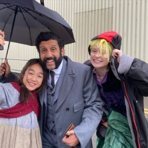 Serrana Su-Ling Bliss Instagram - Rough day at work! 😂😂😂😂 !! Ready for the action !! #enolaholmes2 #louisepartridge #netflix #behindthescenes #adeelaktar #hannahdodd #sharonduncanbrewster #henrycavill