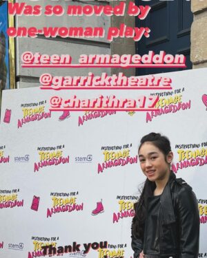 Serrana Su-Ling Bliss Instagram - Was so moved by the one-woman script and performance! Catch @teen_armageddon @garricktheatre while you can!! Thank you for inviting me to the press night!  @theartistspartnership @rosiejaneday #charithrachandran #teenager #womanempowerment
