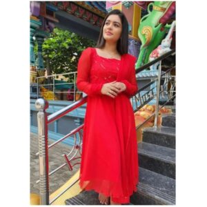 Shabana Shahjahan Instagram - ❤☀️ 

Customised anarkali 🌸 

 from : @tag_a_clothing_brand