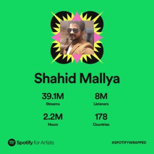 Shahid Mallya Instagram - Here it is Spotify wrapped 2022Thanks to everyone! All my composers lyricists , musicians,directors & producers and especially my extended family my listeners! Thank you @spotifyindia @spotify ❤️🙏 #spotify  #spotifywrapped