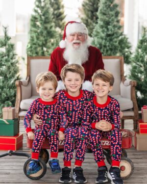 Shandi Finnessey Instagram - I’m obsessed with our Santa pics this year. He spent so much time with each boy… asking how their year was, if they’re liking school, what they want for Christmas (Bodhi and Finn said “time machines” so yeah, good luck with that one, Santa). Christmas time is  just pure magic! Nothing quite like seeing the holidays through the eyes of a child.