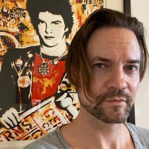 Shane West Instagram - Time for a haircut? Naaaah let’s see what happens 😜 

#fbf to being blessed to be a part of this project/world/lexicon.
#tbt @obeygiant gifting me this amazing art piece 
The Germs & Darby lives on forever 🔵
#whatwedoissecret #cuddles