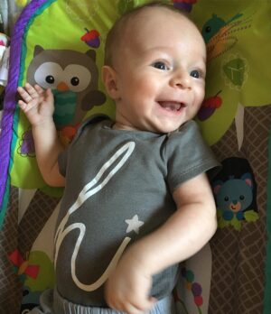 Shannon Lucio Instagram - Okay, I was waiting to post a pic until I had something interesting other than my kid to show you, but it turns out nothing is more interesting than my kid!  He’s 11 weeks old and as sweet as can be.  Life is so much more fun now that this little dude is here. #hudson #myson #happyboy #growingsofast #smile #rayoflight