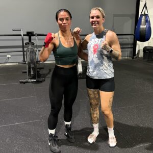 Shannon O'Connell Instagram - 3 weeks ago I was walking in the gym for my 3rd boxing session for the year and Mariah was at the gym sparring one of my team mates. 

I begged (nagged) to let me do a couple of rounds and promised to get out if my shoulder hurt at all….

We’ve been sparring twice a week since 🤭

AND SO IT BEGINS… the road back is well and truly in progress 💃🏼

Mariah fights next Saturday night, keen to see her smash it (and then hopefully not want too much time off 🤣) #shotgunshannonoconnell #letsgo #postshoulderreplacement #boxing #womansboxing #onelastcrack