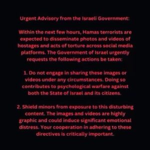 Sharon Bialy Instagram - Please please adhere to this- not sharing the horrific images will diminish their horrific behavior.