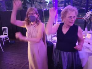 Sharon Bialy Instagram - Ok I have t posted for a while as I was enjoying every minute of my son’s wedding - the lead up, the magical evening, and the post recovery. I had to post this though- my 93 year old mom made it-after 30 hours of traveling. When the funk music started she got up from her table ( she arrived by wheelchair) and started dancing and the whole family ran over to dance with her by the table. Now that’s how to celebrate life . Never stop moving!!!!!