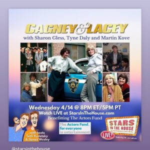 Sharon Gless Instagram - Tyne Daly and I will be live tonight at 8pm ET on starsinthehouse.com! Tune in! @starsinthehouse @sethrudetsky @jameswesleynyc @theactorsfund @tynedalyonline @martinkove