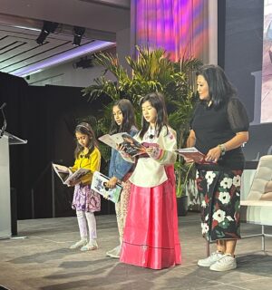 Sheetal Sheth Instagram - We are more than a month.

But so grateful for all the programming and dedicated time spent to champion and uplift our voices. Honored to be part of the @taaforg summit earlier this month with two of the most brilliant women. @michellelitv and @joannahowrites, In awe of you both and all you do. 🙌🏽

So special to have my littles on stage with me reading excerpts from Always Anjali. It is not lost on me how the Anjali series continues to hold such a special place in so many hearts and  finds new homes daily. 🙏🏽✨

I am deeply moved by the bravery and courage of our youngest speaking their truth in the face of so much vitriol. Our voices are needed more than ever and being surrounded and supported by community gives me hope. Thank you @taaforg for holding space for us.

I also hear from so many that still feel alone and unseen. I’ve been there. And if that is you right now, believe me, your people exist. Things can change in an instant.

As hard as things are, please know your light is more than enough. ❤️

#aapi #aapimonth #representationmatters #southasian #kidlit #storytelling #education #childrensbooks #author #librarian #elementaryteacher #wndb #brown #anjali #alwaysanjali #bravoanjali
