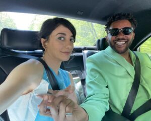 Sheila Vand Instagram - Gushy alert/super rare post about my personal life 😬 it’s been one year   infinite lifetimes with the man of my dreams, partner of my soul, love of all my lives 🥰🥰🥰 

My bb is not on any social media, but I think the world deserves to knowwwww this man is such a hunk of genius! And he’s alllll mines. ☺️ and I’m alllll his.

These pics are from @diaartfoundation gala last summer, where my love was a special guest of honor, recognized for being one of the most exciting young contemporary artists in the world. I can tell you firsthand, he works so hard and is so insanely smart and deserves every single bit of recognition he gets. And it’s only the beginning. 

@newbottega custom made this suit just for Matthew 😍 and I’m wearing my century-old silk dress from @commedesgarcons world archive collection. Again. Bc girl, it was expensive! Lol. Normalizing women re-wearing dresses like men re-wear the same suits!

Swipe for some silliness. Matthew as the hulk and me with tissues stuffed in my pits because I’m such a little nervous, sweaty baby 😩 and a voice recording from like 2 seconds into our relationship where he demands I have his babies lol. His sexy voice 🤤 my bb is my best best best friend and I’ve never ever felt more accepted and alive and wow you really do know when you know. 

I hope everyone in the world can find a love like this. Open your hearts because it is so worth it when the right person comes in (and don’t worry - sometimes it takes a few tries but don’t give up!) I feel so lucky and blessed. Wow ok byeeee. I’m gonna dance across the room and make out with him now. 😏 he keeps looking over here and saying “what are you giggling about”