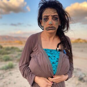 Sheila Vand Instagram - Yesterday was supposed to be my first day of clown school in France. Bucket list dream, postponed for now. In the meantime, here’s Stressie O’Feara! She’s sick with fear! Poor Stressie, she holds all her fear in her boobs! (I threw this character together in 20 mins 🙈Next time I might try harder cuz it was fun)