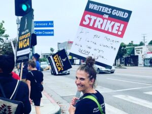 Shelly Bhalla Instagram - Union solidarity with the Jane the Virgin writers/fam❤️💪🏽#wgastrong #sagaftra #unionstrong #minireunion