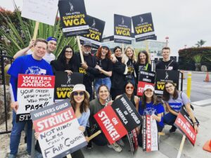 Shelly Bhalla Instagram - Union solidarity with the Jane the Virgin writers/fam❤️💪🏽#wgastrong #sagaftra #unionstrong #minireunion