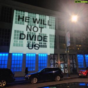 Shia LaBeouf Instagram - Some beautiful person last night projected #HEWILLNOTDIVIDEUS onto @movingimagenyc, the museum that abandoned us last year after publicly refusing to take a stand against hate speech and harassment. #MuseumsAreNotNeutral