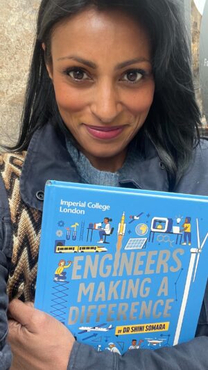 Shini Somara Instagram - Dashing to my next appointment, but en route, I wanted to add my contribution to #britishscienceweek (8-17th March).. check out https://engineers-making-a-difference.com/ that has a wealth of free resources to switch students, teachers and adults onto #engineering.. it’s especially cool to see how our understanding of #science feeds into engineering #careers ! There are a flurry of QR codes in the book too, which lead you to collection of cool films about engineers and engineering… it’s a freely available.. and since knowledge is power, get yourself educated on your futures!
