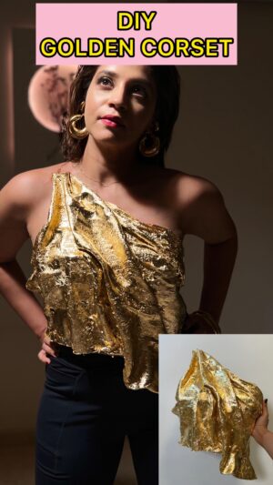 Shweta Mahadik Instagram - DIY golden corset!!😍❤️⚡️

#diy
#diychachi
#fashion
#shwetamahadik
#art
#handmade