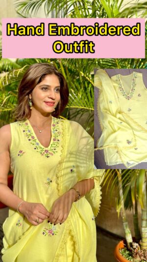 Shweta Mahadik Instagram - Summer outfit from scratch!!
Handmade hand embroidered salwar kameez. 

#handmade
#handembroidery 
#tailoring
#salwarsuits 
#fashion 
#shwetamahadik
#diychachi 
#diy