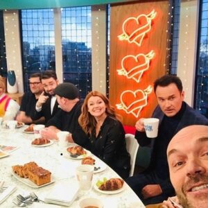 Sian Gibson Instagram - Fun morning with these lovely lot on Sunday Brunch! I definitely made the most of the food tasting 🐷🥂