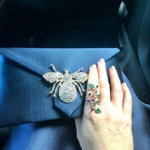 Sian Gibson Instagram - Thankyou @wilburandgussie for my beautiful bee bag and @gasiauk for my amazing sapphire and emerald jewels for the #baftas2019.  Nothing like a bit of bling to make a girl feel like a 👸 You’re the best ❤️ xxxxx
