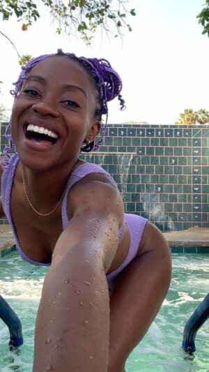 Sibongile Mlambo Instagram - Oh, California, how I missed your warm embrace!!! 💜💜💜 #summer #fun #sun #california #homesweethome #purple #braids #blackgirlmagic