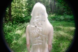 Sideara St. Claire Instagram - Ma’am there’s something on your head 
Some of the new hats I made for @worldofmyownnyc’s Metamorphosis runway 🦢🩶 I forced my boyfriend to take pictures of me in the woods and bugs ate me alive I’m actually losing my mind omg I need a Benadryl or something