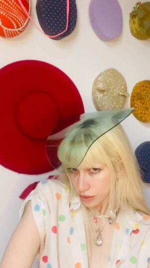 Sideara St. Claire Instagram - DESIGN ARCHIVES PT 5 ⭐️ I think what I’m most excited to learn about as I get more formal education for millinery is better ways to attach things to heads and hair (or lack of), of all kinds. I just learned about toupee clips in a fascinator class and it BLEW MY MIND!!! They are small clips that can super securely attach to short hair. Every time I gain a piece of knowledge like this I get so excited lmao. I truly love making hats!!!! Find what you love and then let the velvet & fume inhalation kill you!