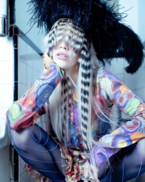 Sideara St. Claire Instagram - U wake up in the middle of the night for ur 3 AM pee and this is what u see WDYD????
 
Obsessed w everything going on here - wearing my fav @shopsideara feather hat with incred @pelitozlocos spiral bang hairpiece, dripping in @desertstarsvintage (this Todd oldham cardigan pleaseeee) shot by lovely lovely @alyssa_tiffany and styling with angel @josienolann what a fun day !!!

I’m finishing up my new collection for @worldofmyownnyc’s show on the 26th and I’m very excited!!!
