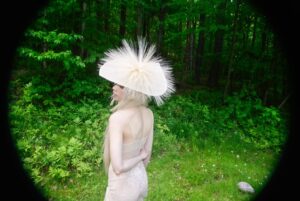 Sideara St. Claire Instagram - Ma’am there’s something on your head 
Some of the new hats I made for @worldofmyownnyc’s Metamorphosis runway 🦢🩶 I forced my boyfriend to take pictures of me in the woods and bugs ate me alive I’m actually losing my mind omg I need a Benadryl or something