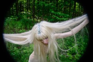 Sideara St. Claire Instagram - Ma’am there’s something on your head 
Some of the new hats I made for @worldofmyownnyc’s Metamorphosis runway 🦢🩶 I forced my boyfriend to take pictures of me in the woods and bugs ate me alive I’m actually losing my mind omg I need a Benadryl or something