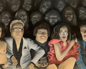 Sigge Eklund Instagram - Front Row I, akryl. 240x200 cm. Pris: 12.000.000 kr