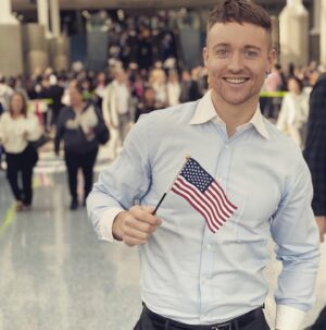 Simon Sherry-Wood Instagram - Proud to be a gay Irish American citizen! 🇺🇸 The presiding judge reminded us that this is a country of immigrants. He spoke about his own family arriving at Ellis Island from Ireland. I’m grateful for the freedom, opportunity and acceptance this country has given me since I arrived 14 years ago 🇺🇸❤️🇮🇪 #uscitizen