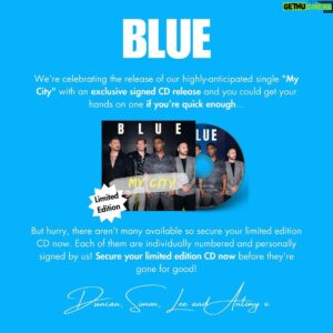 Simon Webbe Instagram - Exciting news! We’re celebrating the release of our new single, “My City”, with an exclusive signed CD release!

You know what you need to do... 👀 Be quick! Secure your limited edition signed CD now before they’re gone!

👉 https://blue.tmstor.es/ (link in bio!)

Duncan, Simon, Lee and Antony x
