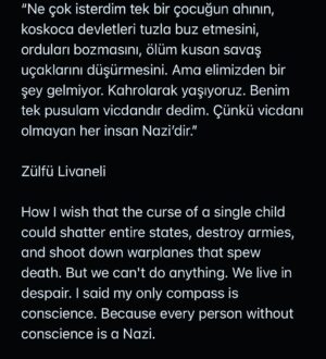 Sinan Tuzcu Instagram - Zülfü Livaneli’nin 2009 da Vatan Gazetesinde yazdığı bir yazıdan alıntı, sanırım hepimizin kalbinden geçen dileği yazmış, çocukların ahı ! Büyüklerin zulmüne, öfkesine, kibrine, hırsına maruz kalan, çocukların ahı yok etse savaşları …. Ah keşke !