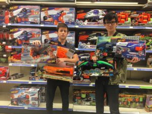 Skyler Gisondo Instagram - This is a photo of @asabopp and me at a Target in Salt Lake City moments before spending a very irresponsible amount of money on Nerf products. Asa and I were working on a movie with @sophiet called Time Freak, written and directed by @andrewfbowler. That movie comes out today in select theaters and on the internet. I hope you have as much fun watching it as we did making it.