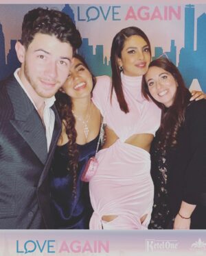 Sofia Barclay Instagram - pink carpet last night 💕💗💓🌸with my favourite peeps for @loveagainmovie 
Out in 🇺🇸may 5th & 🇬🇧may 12! im so in love with this film & can’t wait for you to see it!! 

@priyankachopra @samheughan @eshornstein @thunderroadpictures @jimdrewthis @sonypictures @nickjonas @drmadhuakhourichopra 

suit of dreams by the inimitable @eliesaabworld & sparkles by @bulgari ✨🪬🤍 hair by my twin @davidcolvin & makeup by the genius @cygmakeup 🙏🏽