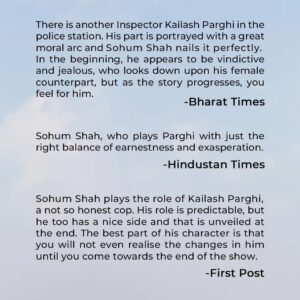 Sohum Shah Instagram - Inspector Kailash Parghi ke liye itna pyaar dekh ke dil bhar gaya! Thank you soo much for all the love and support you have shown 🙌🏼